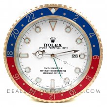 XL Rolex GMT Master II Serie Rose Gold Wanduhr (blau / rot Lünette)
