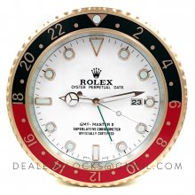 XL Rolex GMT Master II Serie Rotgold Wanduhr (Schwarz / Rot Lünette)